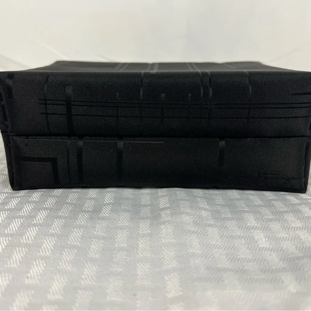 Salvatore Ferragamo Black Geometric Travel Toiletry Cosmetic Case